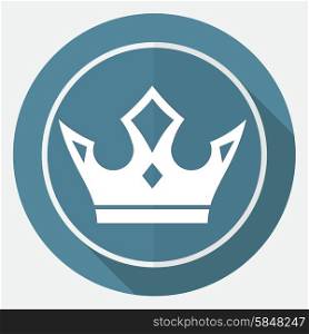 Icon Crown on white circle with a long shadow