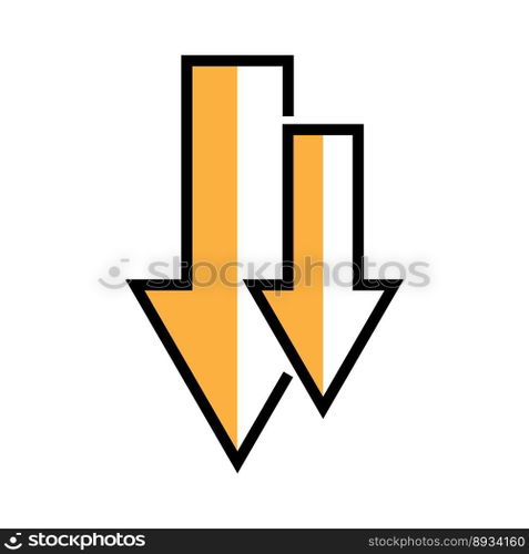 Icon   Decrease. Direction Sign. Navigation, Double Down Arrows Symbol - Vector.