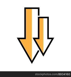 Icon   Decrease. Direction Sign. Navigation, Double Down Arrows Symbol - Vector.