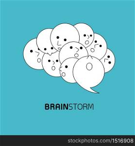 Icon design. Brain storming concept. Vector illustration isolated on blue background.