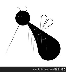 Icon, disgusting fat mosquito. Harmful insect, disease vector. Black white isolated vector