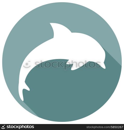 Icon dolphin with a long shadow