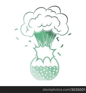 Icon explosion of chemistry flask. Icon explosion of chemistry flask. Flat color design. Vector illustration.