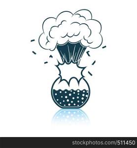 Icon explosion of chemistry flask. Shadow reflection design. Vector illustration.