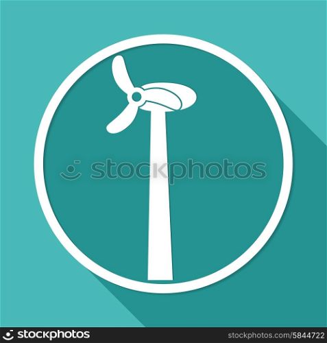 Icon fan on white circle with a long shadow