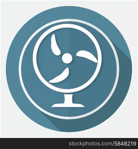 Icon fan on white circle with a long shadow