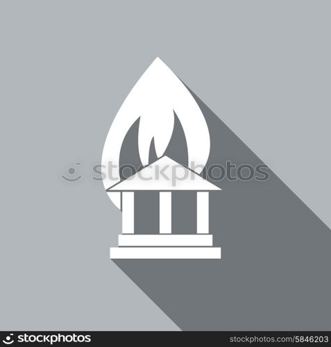 Icon fire warning with a long shadow