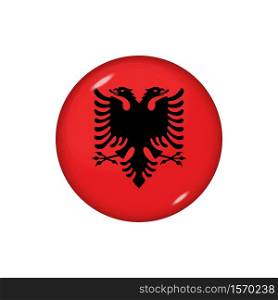 Icon flag of Albania . Round glossy flag. Vector illustration. EPS 10. Glossy flag icon ofAlbania