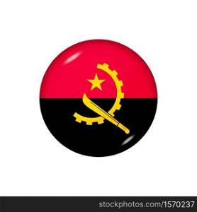 Icon flag of Angola . Round glossy flag. Vector illustration. EPS 10. Glossy flag icon ofAngola