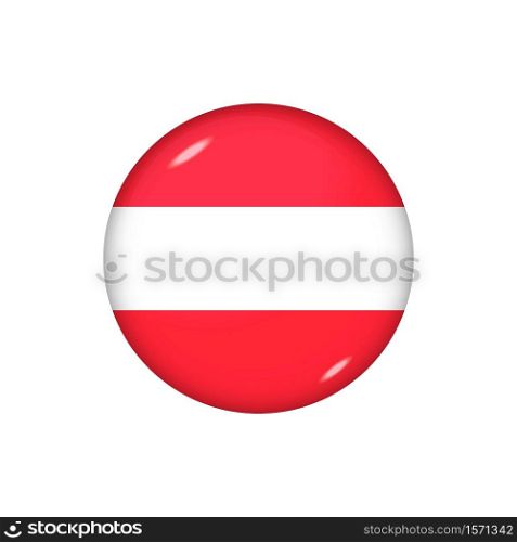 Icon flag of Austria . Round glossy flag. Vector illustration. EPS 10. Glossy flag icon ofAustria