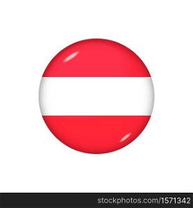 Icon flag of Austria . Round glossy flag. Vector illustration. EPS 10. Glossy flag icon ofAustria