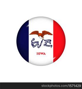 Icon flag of Iowa . Round glossy flag. Vector illustration. EPS 10. Glossy flag icon ofIowa