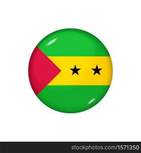 Icon flag of Sao Tome and Principe . Round glossy flag. Vector illustration. EPS 10. Glossy flag icon ofSao Tome and Principe
