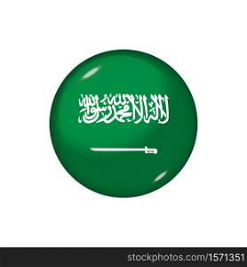 Icon flag of Saudi Arabia . Round glossy flag. Vector illustration. EPS 10. Glossy flag icon ofSaudi Arabia