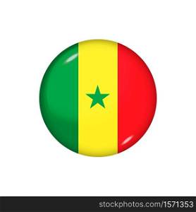 Icon flag of Senegal . Round glossy flag. Vector illustration. EPS 10. Glossy flag icon ofSenegal