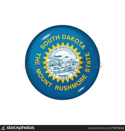 Icon flag of South Dakota . Round glossy flag. Vector illustration. EPS 10. Glossy flag icon ofSouth Dakota