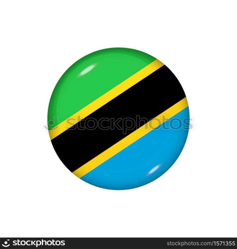 Icon flag of Tanzania . Round glossy flag. Vector illustration. EPS 10. Glossy flag icon ofTanzania