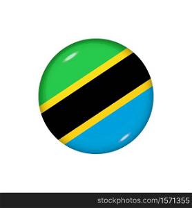 Icon flag of Tanzania . Round glossy flag. Vector illustration. EPS 10. Glossy flag icon ofTanzania