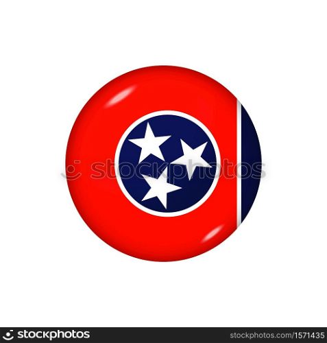 Icon flag of Tennessee . Round glossy flag. Vector illustration. EPS 10. Glossy flag icon ofTennessee