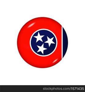 Icon flag of Tennessee . Round glossy flag. Vector illustration. EPS 10. Glossy flag icon ofTennessee