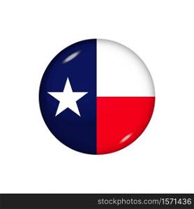 Icon flag of Texas . Round glossy flag. Vector illustration. EPS 10. Glossy flag icon ofTexas