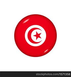 Icon flag of Tunisia . Round glossy flag. Vector illustration. EPS 10. Glossy flag icon ofTunisia