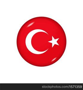 Icon flag of Turkey . Round glossy flag. Vector illustration. EPS 10. Glossy flag icon ofTurkey