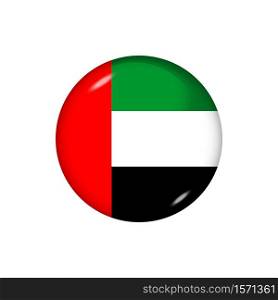 Icon flag of United Arab Emirates . Round glossy flag. Vector illustration. EPS 10. Glossy flag icon ofUnited Arab Emirates