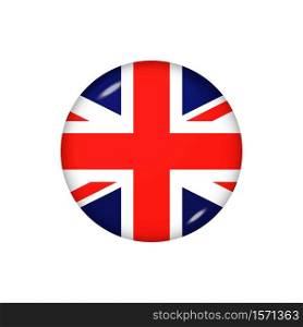 Icon flag of United Kingdom . Round glossy flag. Vector illustration. EPS 10. Glossy flag icon ofUnited Kingdom