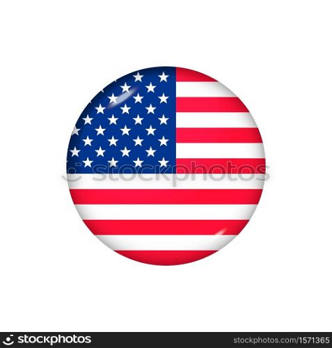 Icon flag of United States . Round glossy flag. Vector illustration. EPS 10. Glossy flag icon ofUnited States