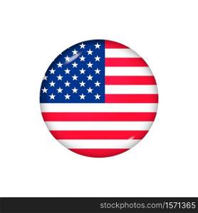 Icon flag of United States . Round glossy flag. Vector illustration. EPS 10. Glossy flag icon ofUnited States