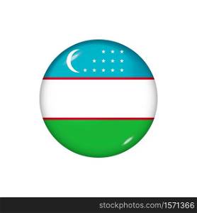 Icon flag of Uzbekistan . Round glossy flag. Vector illustration. EPS 10. Glossy flag icon ofUzbekistan