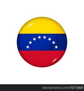 Icon flag of Venezuela . Round glossy flag. Vector illustration. EPS 10. Glossy flag icon ofVenezuela