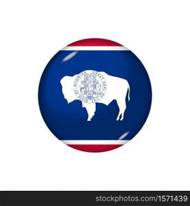 Icon flag of Wyoming . Round glossy flag. Vector illustration. EPS 10. Glossy flag icon ofWyoming