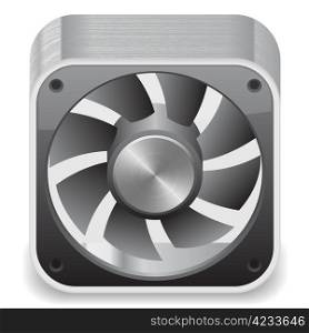 Icon for computer cooler. White background. Vector illustration.