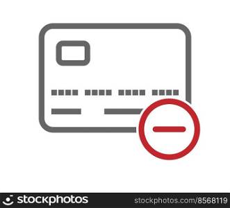  icon for debiting funds from a bank card. Vector illustration for websites and applications. An empty contour. Flat style