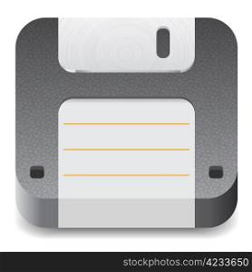 Icon for floppy disk. White background. Vector illustration.