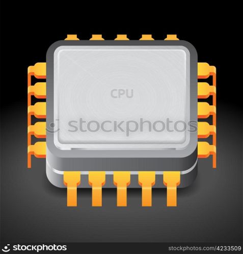 Icon for microprocessor. Dark background. Vector illustration.