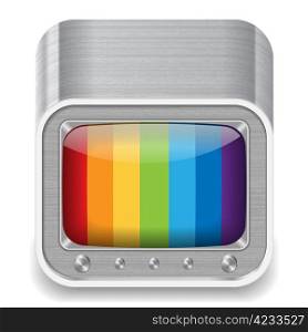 Icon for retro-styled television set. White background. Vector illustration.