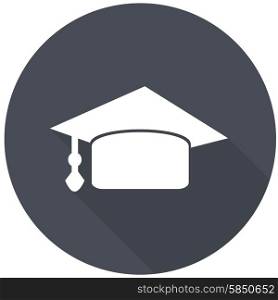 Icon Graduation cap on long shadow