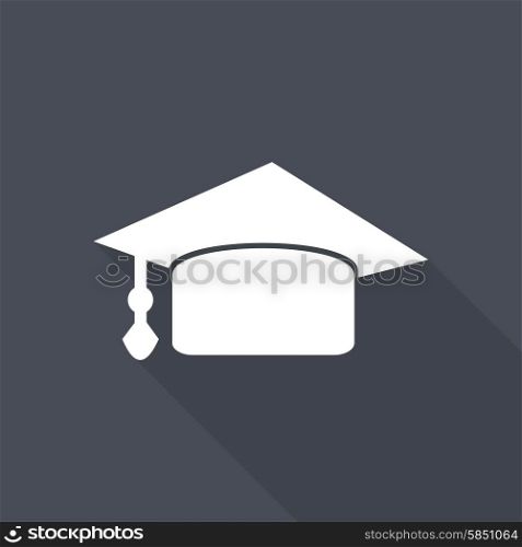 Icon Graduation cap on long shadow