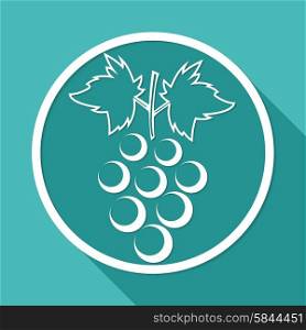 Icon grapes on white circle with a long shadow