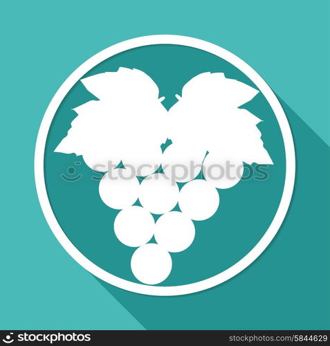 Icon grapes on white circle with a long shadow