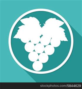 Icon grapes on white circle with a long shadow