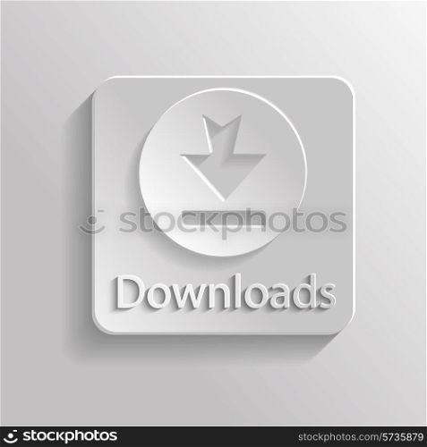 Icon gray download with shadow