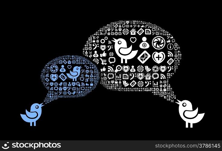 Icon group as speech bubble cloud. Vector illustration