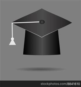 Icon hat education. Label graduation, university and knowledge, degree cap, academy and ceremony, vector art design abstract unusual fashion illustration. Icon hat education