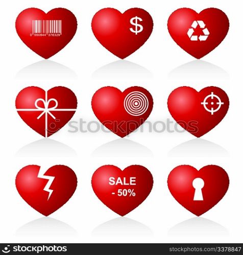 Icon hearts on white background.