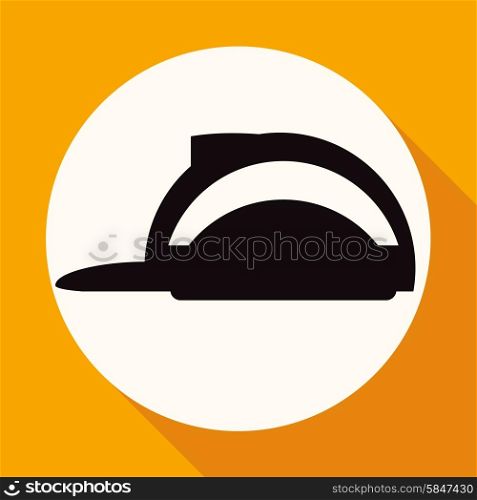 Icon helmet on white circle with a long shadow