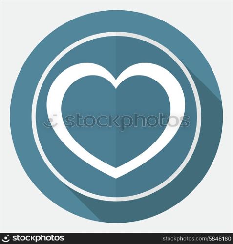 Icon human heart on white circle with a long shadow